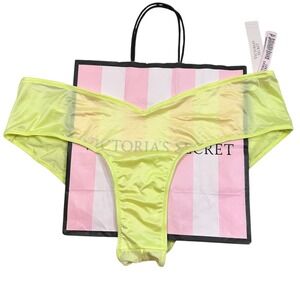 NEW Victoria's Secret Neon Yellow Strappy High Leg Cheeky Panty Large